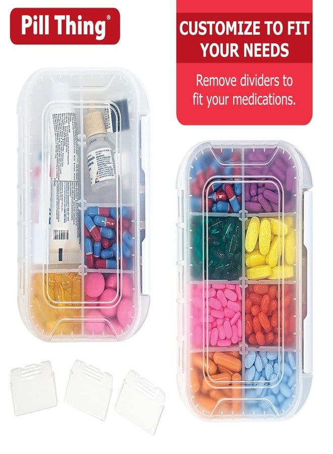 pill thing Large Pill Organizer, 8 Compartment Big Pillbox for Travel, Airtight Design, Easy Travel Medication Management, Adjustable Dividers, Gasket Waterproof Med Box with Medication Map (Clear - 1 Pack) - Image 5